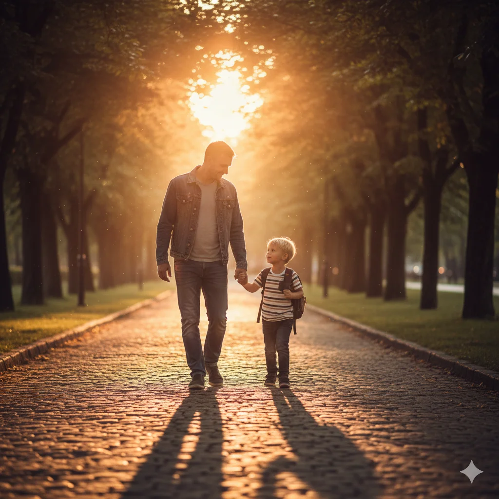 Father and Child at Sunset