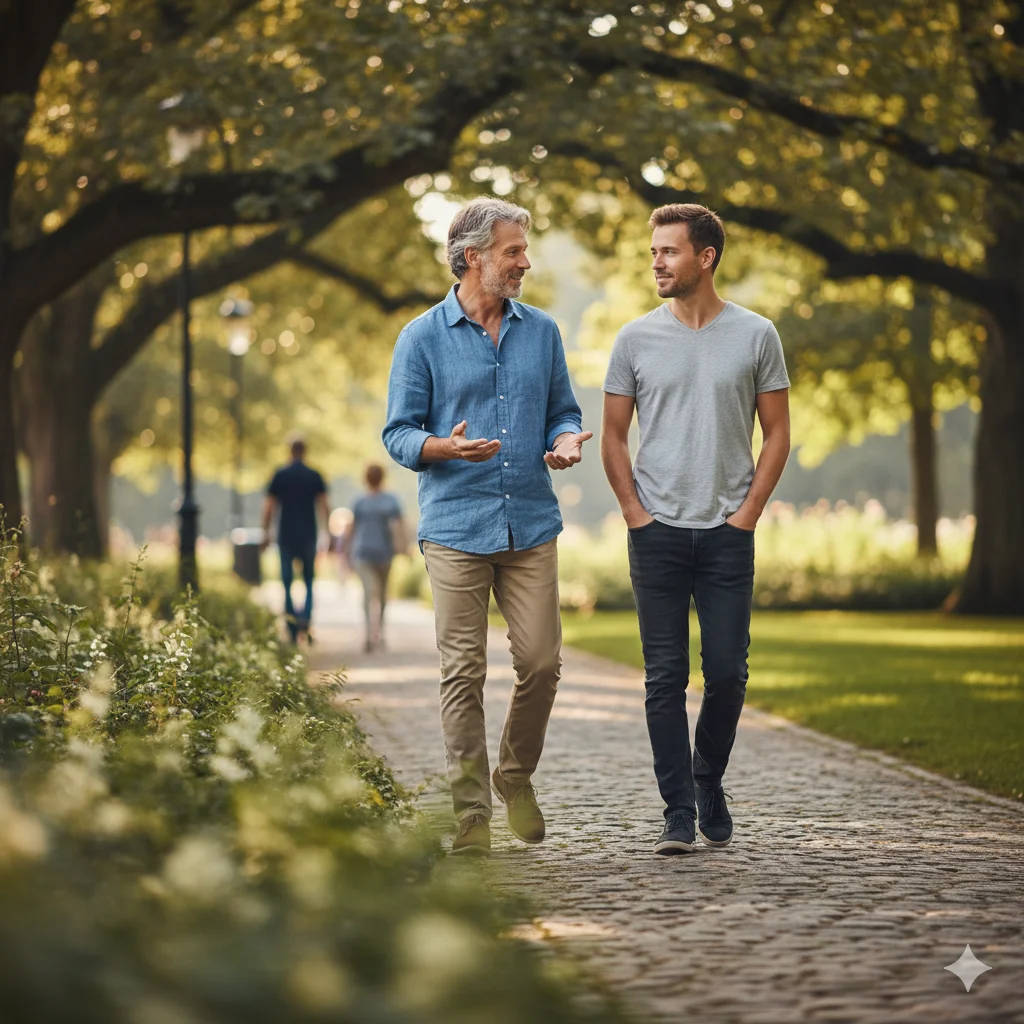 Father and Son Walking Together