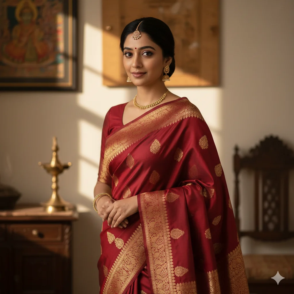 Bridal-Style Red Saree (Non-Wedding)