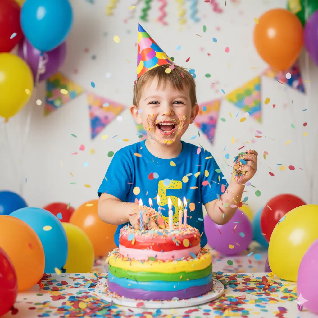 Colorful Kids Birthday Photoshoot Prompt