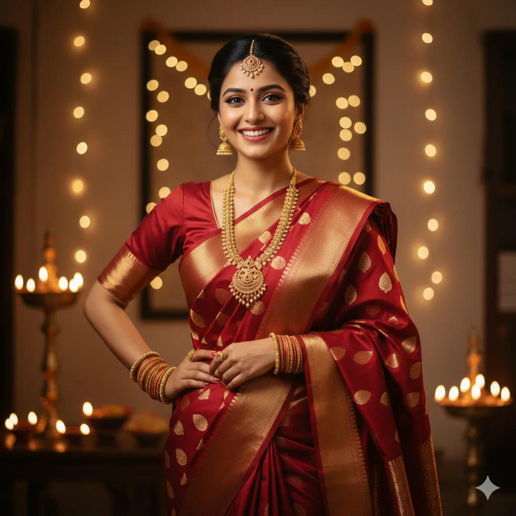Festive Red Saree Look