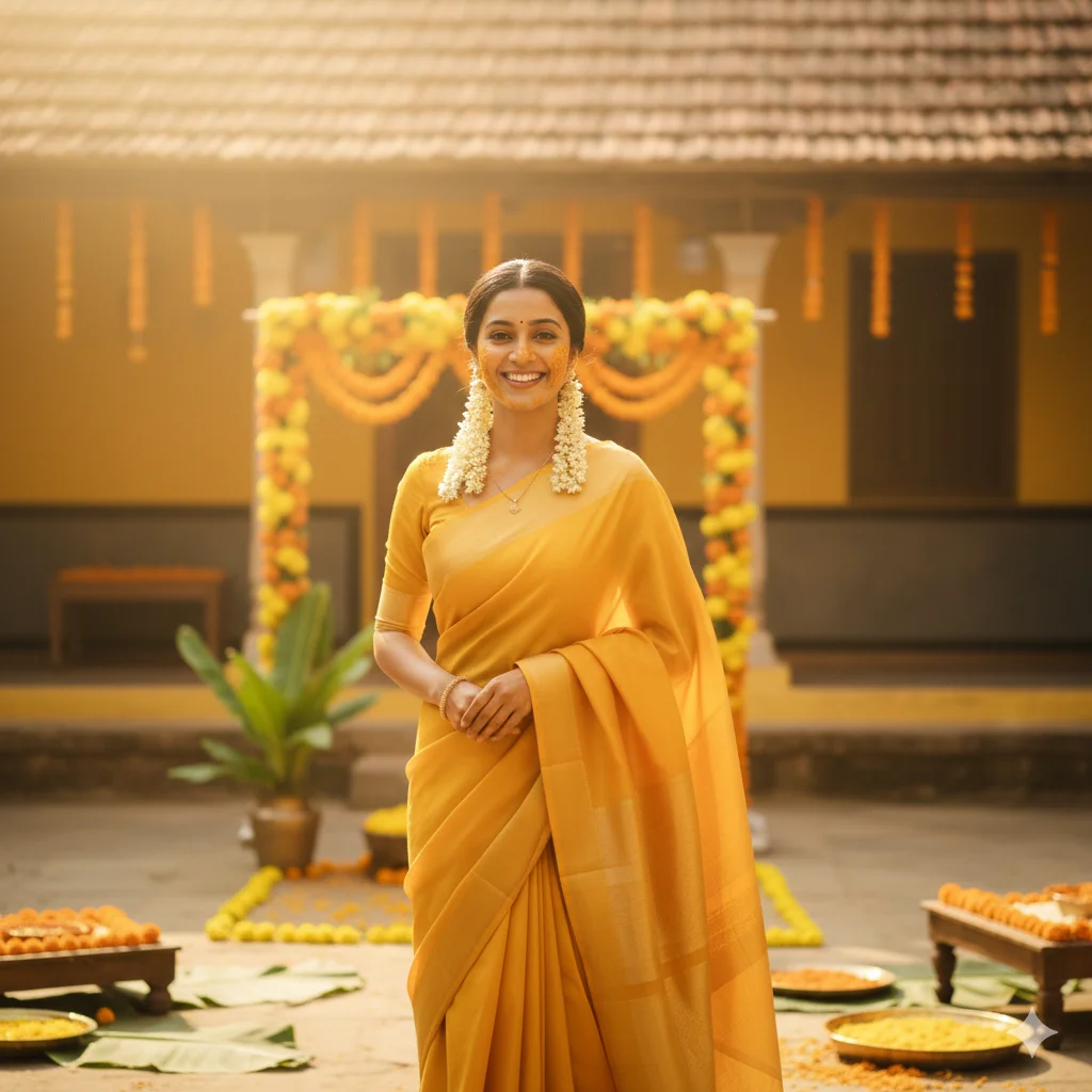 Haldi-Inspired Yellow Saree