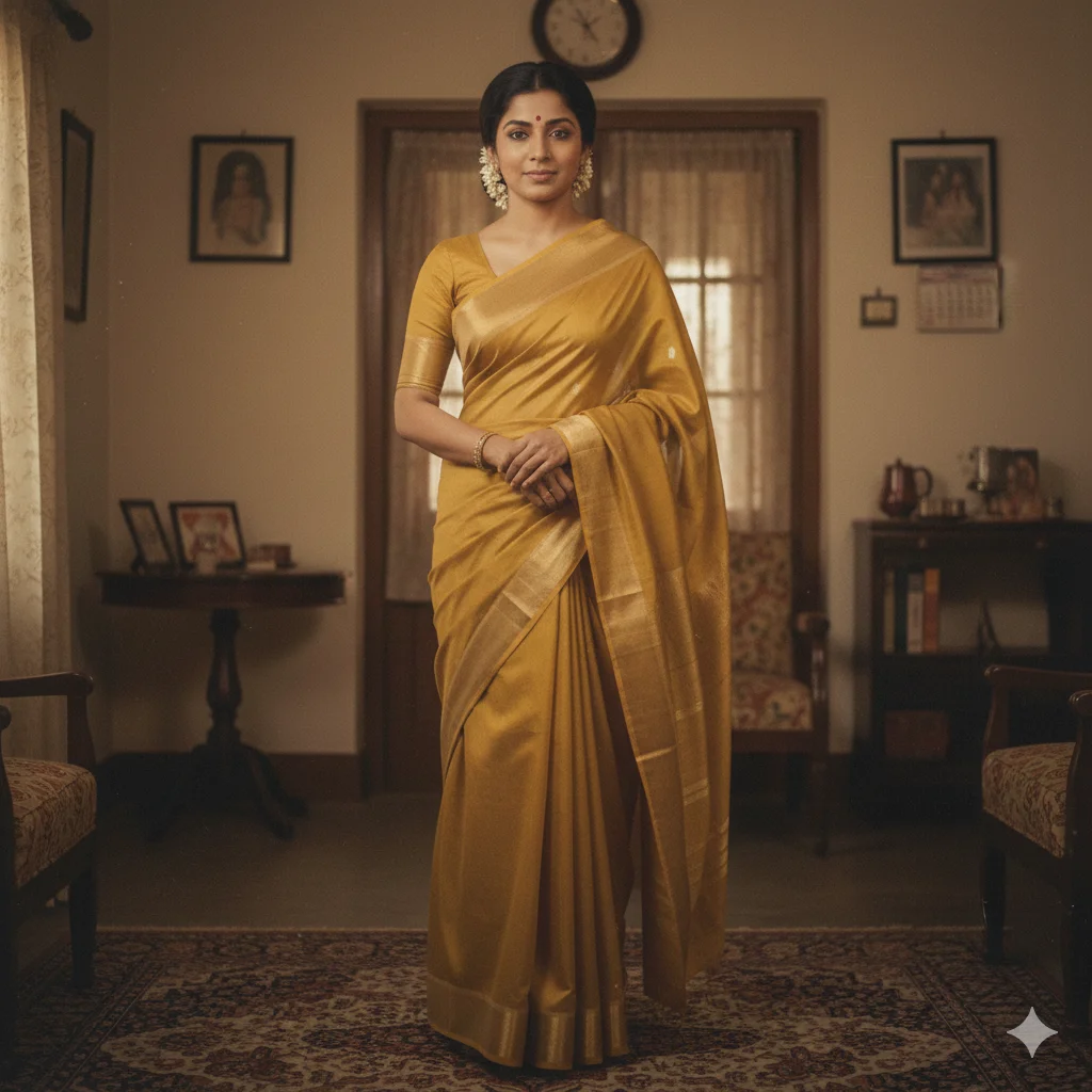 Retro Indoor Saree Look