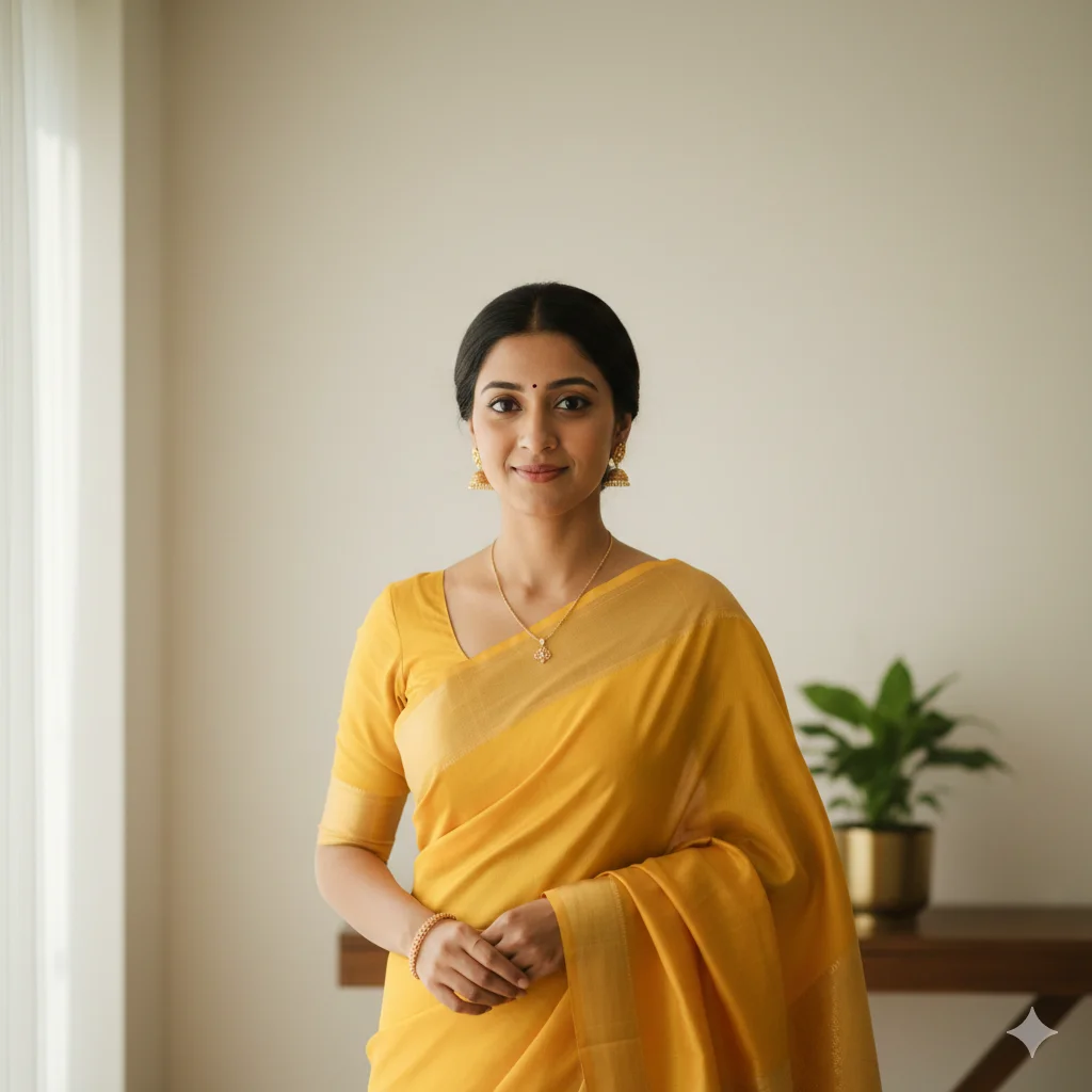 Traditional Yellow Saree Portrait